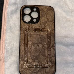 Coach Brown Leather iPhone 14 Pro Max  Case with Card Slot